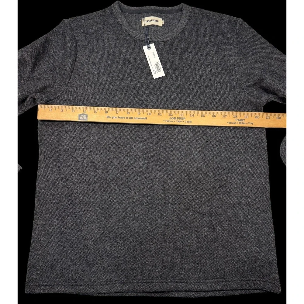 Taylor Stitch The Evans Crew in Charcoal Birdseye Wool 42 Large Preppy